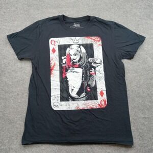 Suicide Squad Shirt Mens Medium Black Harley Quinn Card Graphic Comic Tee